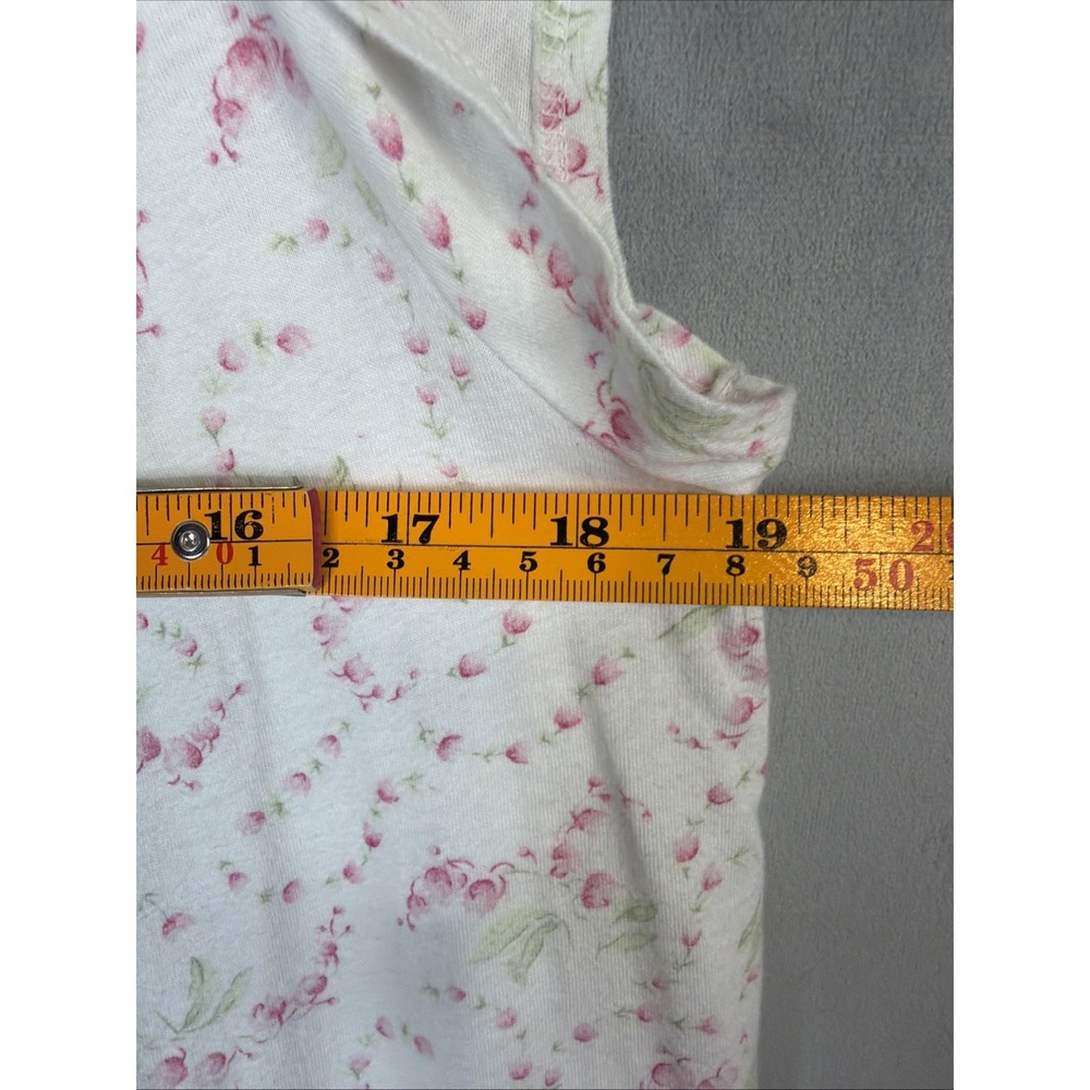Eileen West Floral Nightgown Womens M White Pink Cottagecore Cotton Sleepwear - Picture 7 of 8